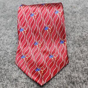 Faberge Necktie Men’s Red Pink Blue Flower All Silk Tie‎ Handmade USA